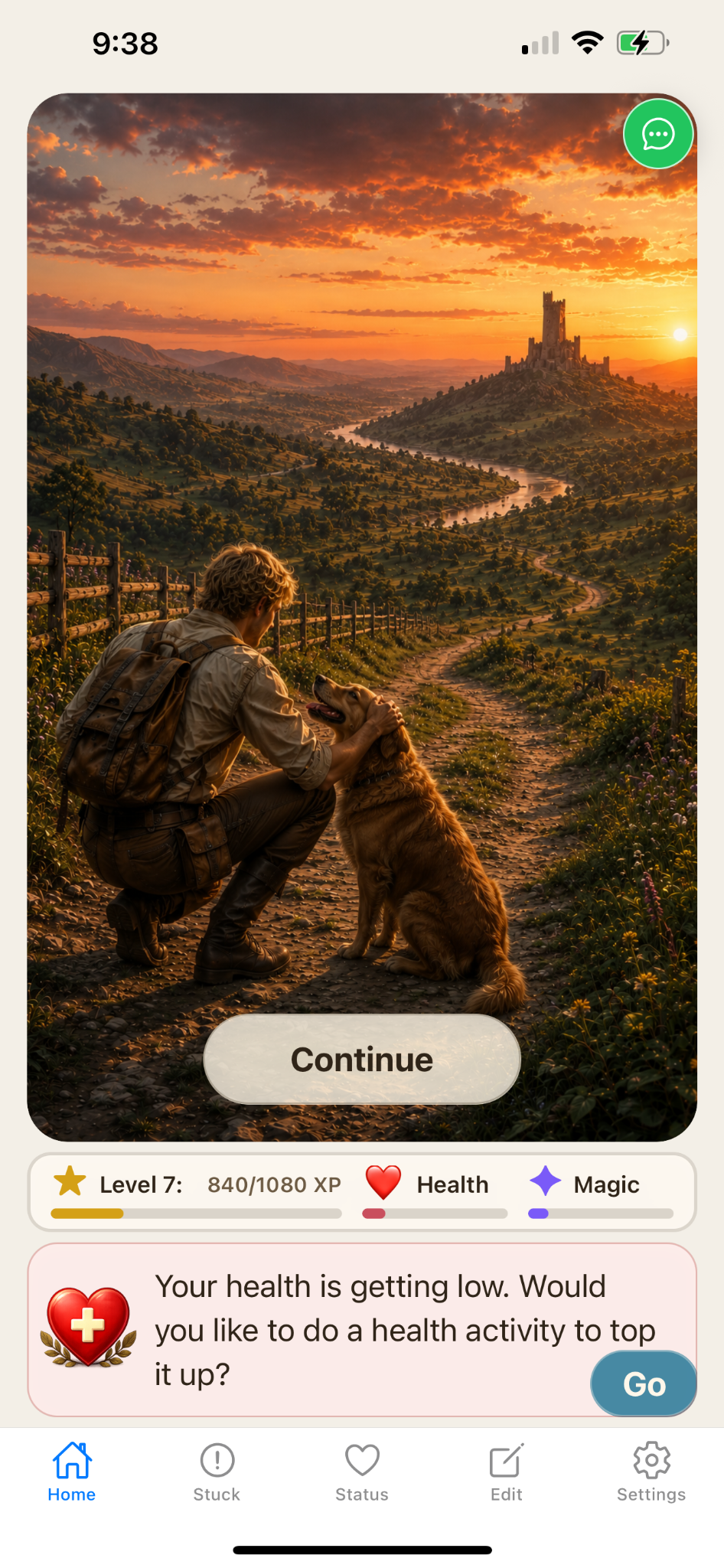 realXP Magic screen showing Focus Walk, Mental Reset and Micro Reset